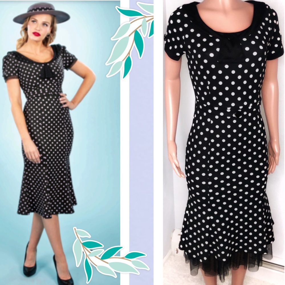 Elegant Black Polka Dot Dress